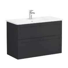 Vitra Root Classic 68880 Lavabo Dolabı, İki Çekmeceli, 100 Cm, Mat Grafit, Köşeli Lavabolu